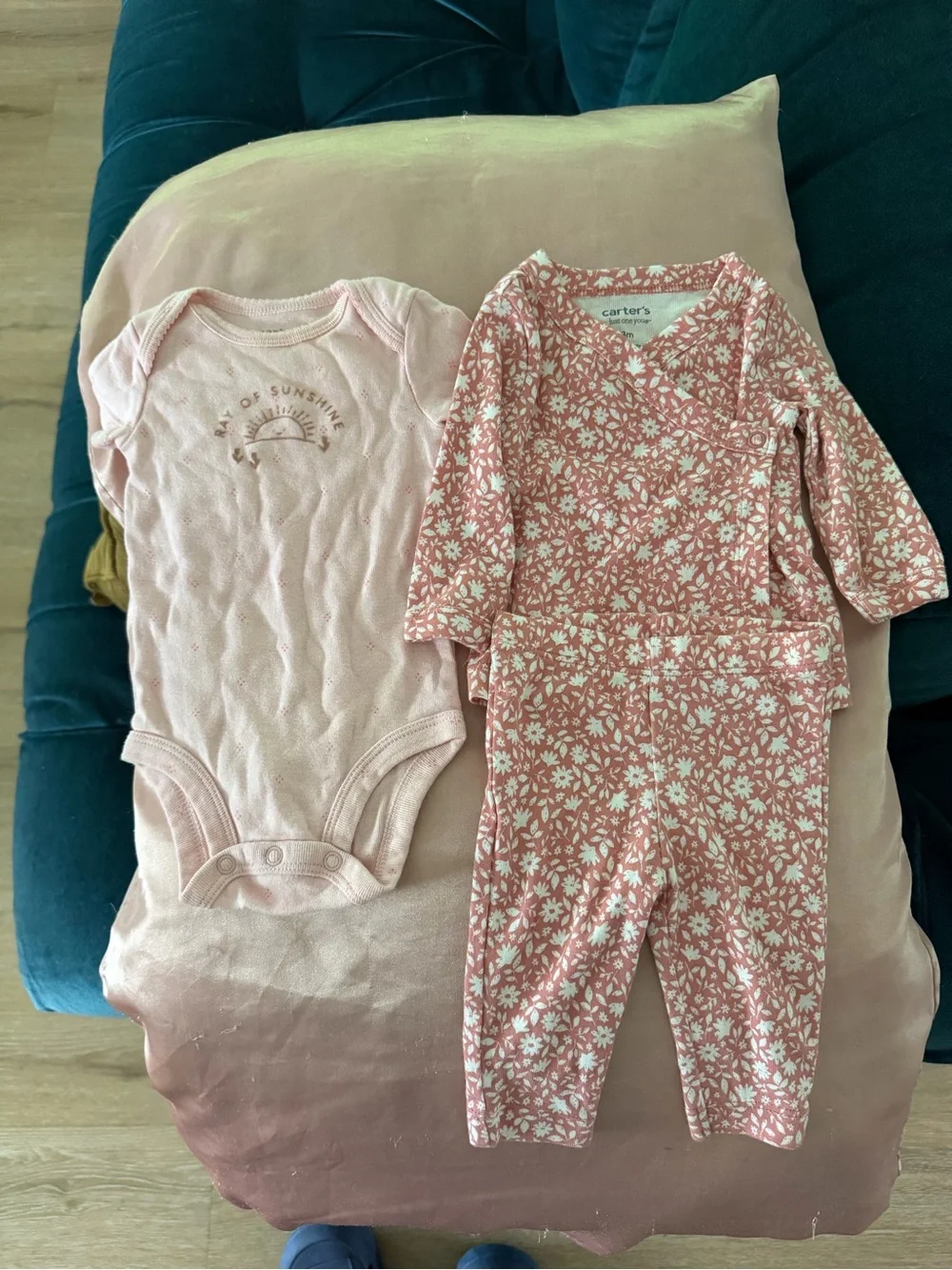Carter's Pink Floral Kimono Romper Set